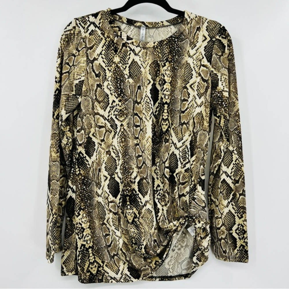 Acting Pro Snake Skin Side Tie Long Sleeve Blouse New in Package